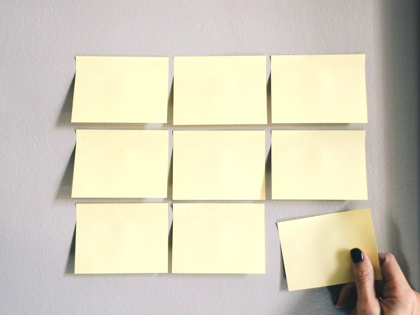 six white sticky notes